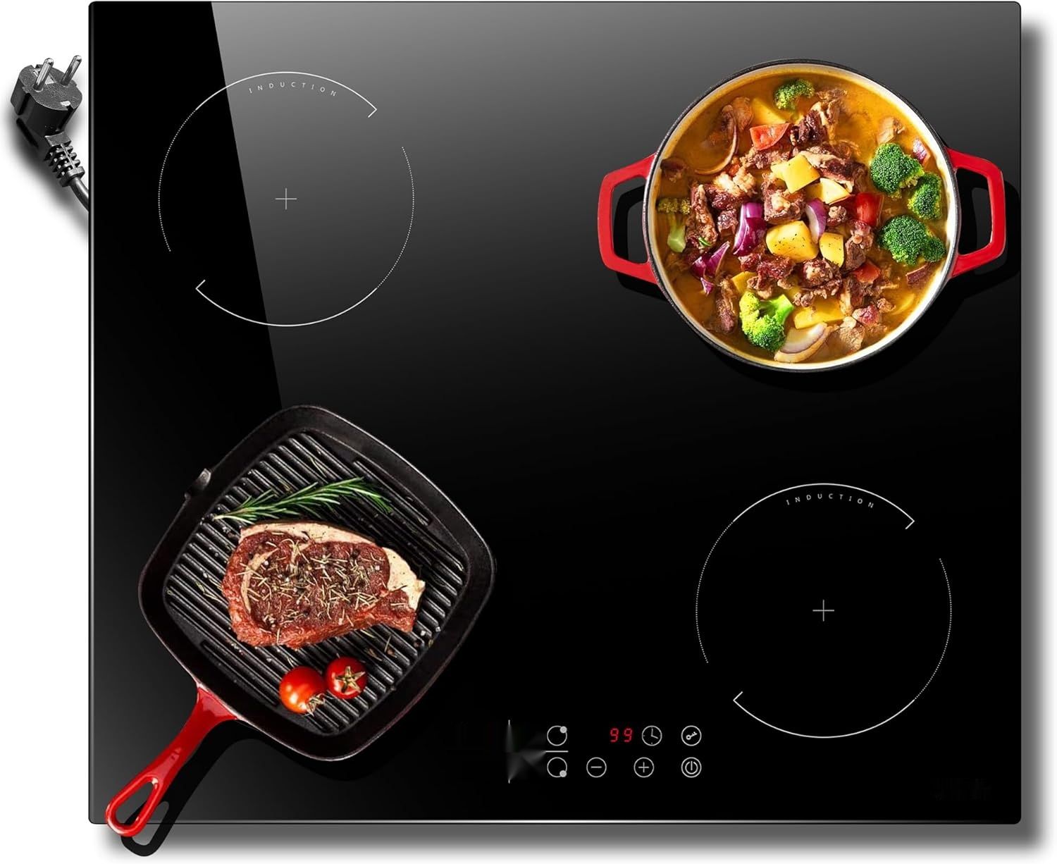 Płyta indukcyjna Hobsir, 4 strefy, 60 cm, 3500 W, sterowanie dotykowe