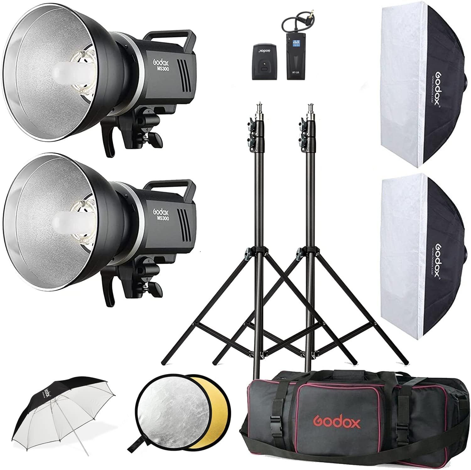 Zestaw lamp błyskowych Godox MS300 Studio Strobe, 600 W, z mocowaniem Bowens.