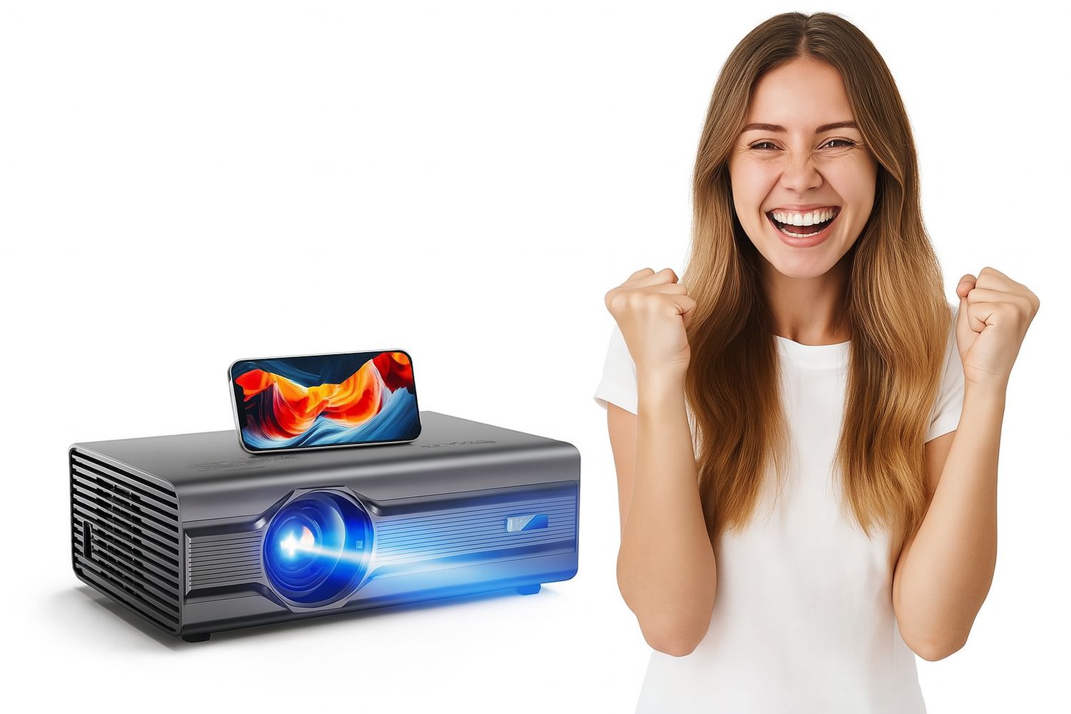 iSinbox 4K Wsparcie Projektor Zewnętrzny z WiFi 6 i Bluetooth