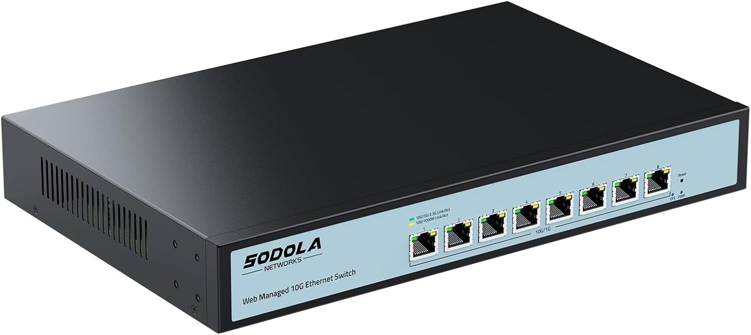 SODOLA 8-portowy przełącznik 10Gbit Easy Web Managed Switch