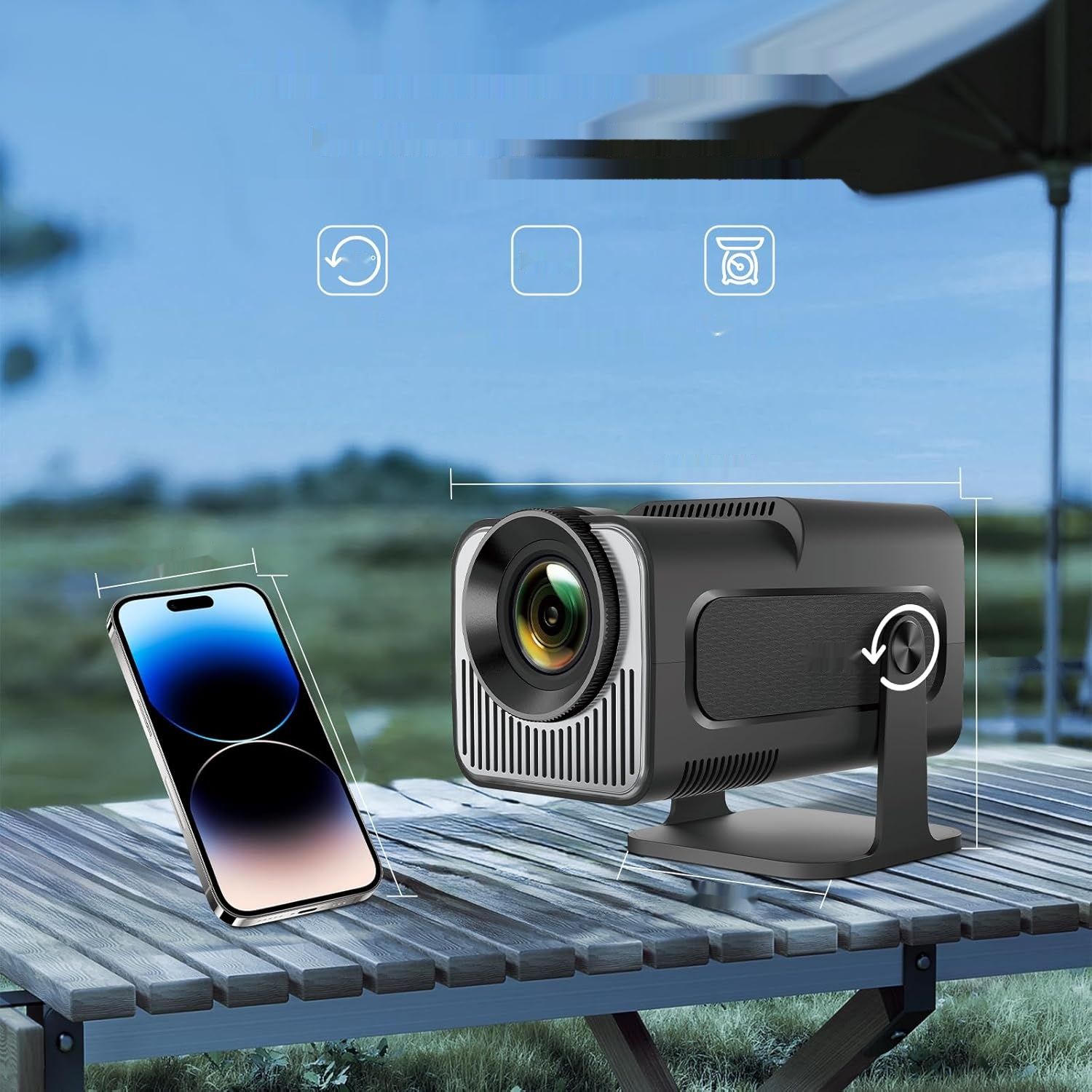 Mini projektor, Full HD 720p, Bluetooth 4K, autofokus, automatyczna korekcja.