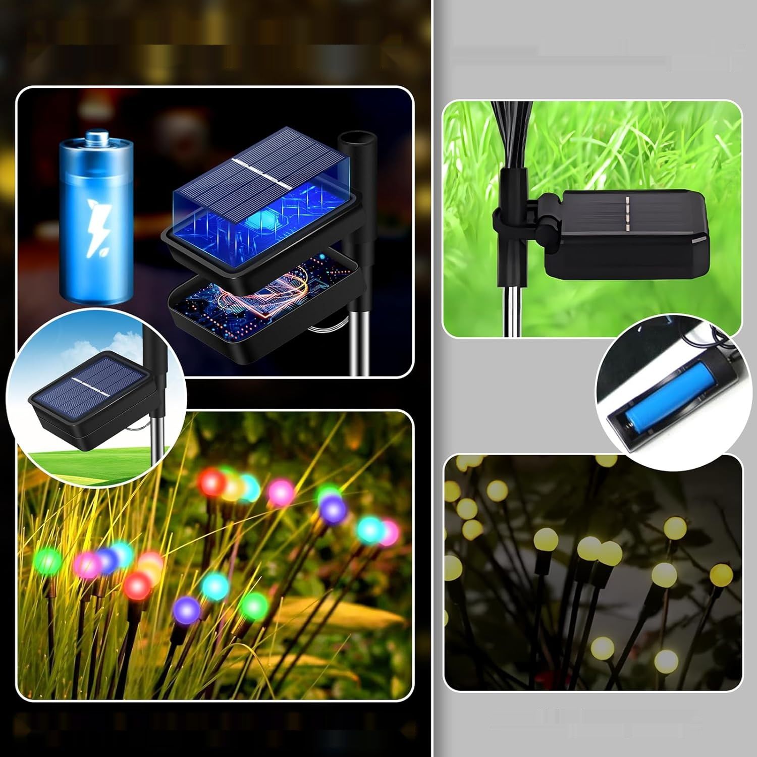 GCMacau Lampy Solarne Zewnętrzne, 40 LED, IP65, Wielokolorowe (4 Sztuki)