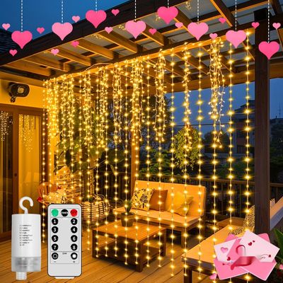 GCMacau Kurtyna Świetlna 3x3 m 300 LED, Wodoodporna IP65, 8 Trybów