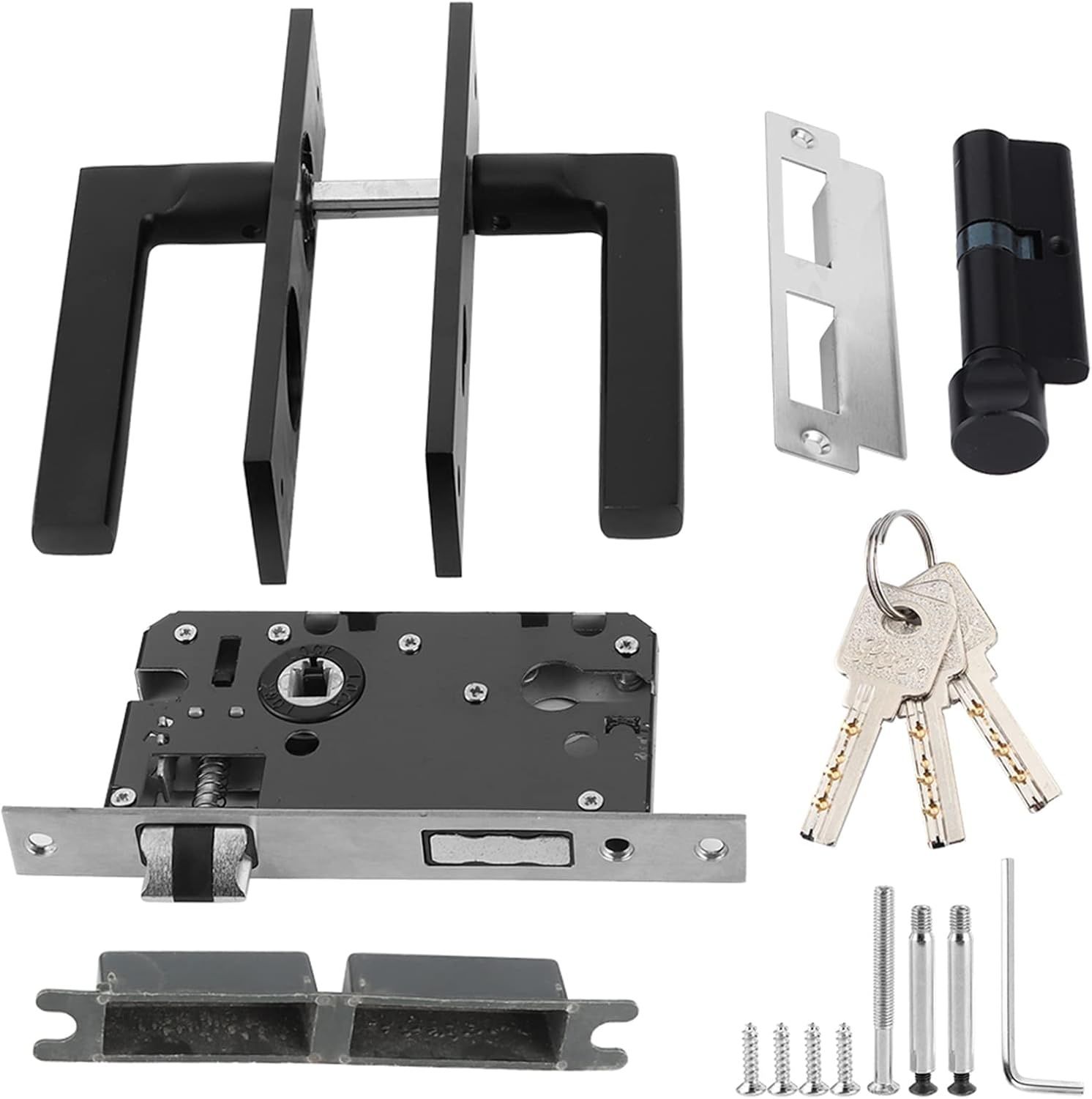 Zestaw zamka z klamką do drzwi Box Lock, komplet ze stopu aluminium.