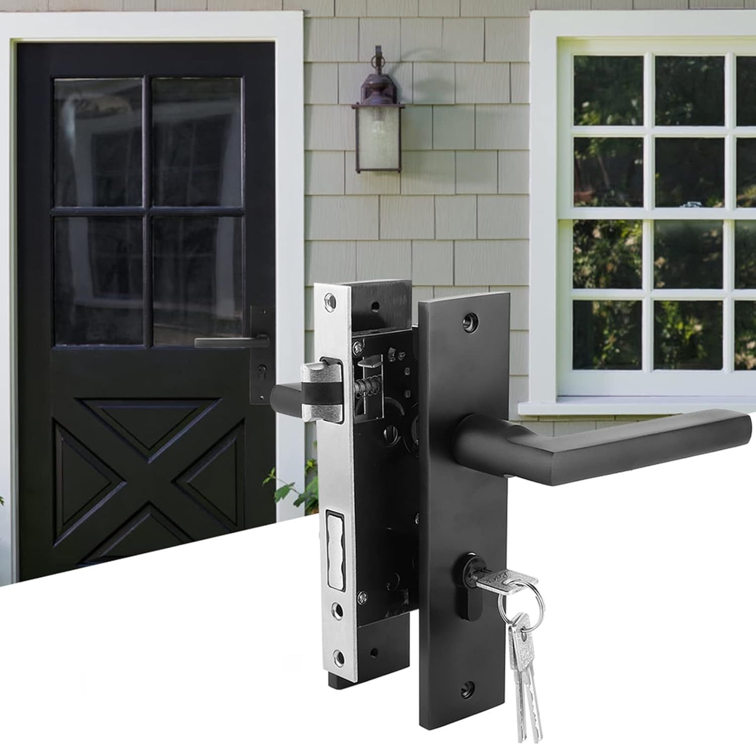 Zestaw zamka z klamką do drzwi Box Lock, komplet ze stopu aluminium.