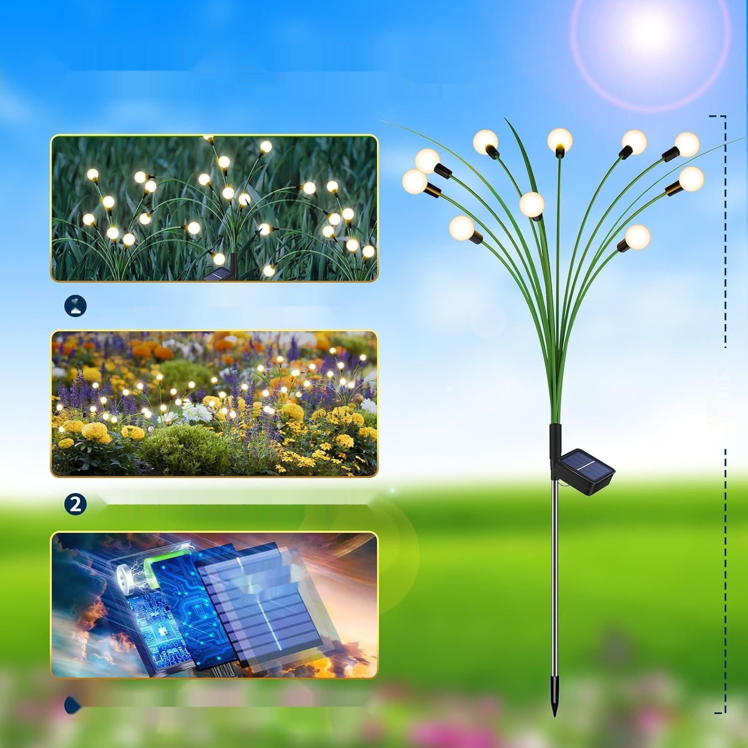 GCMacau Lampki Solarne na Zewnątrz, 20 LED Świetliki Lampki Solarne