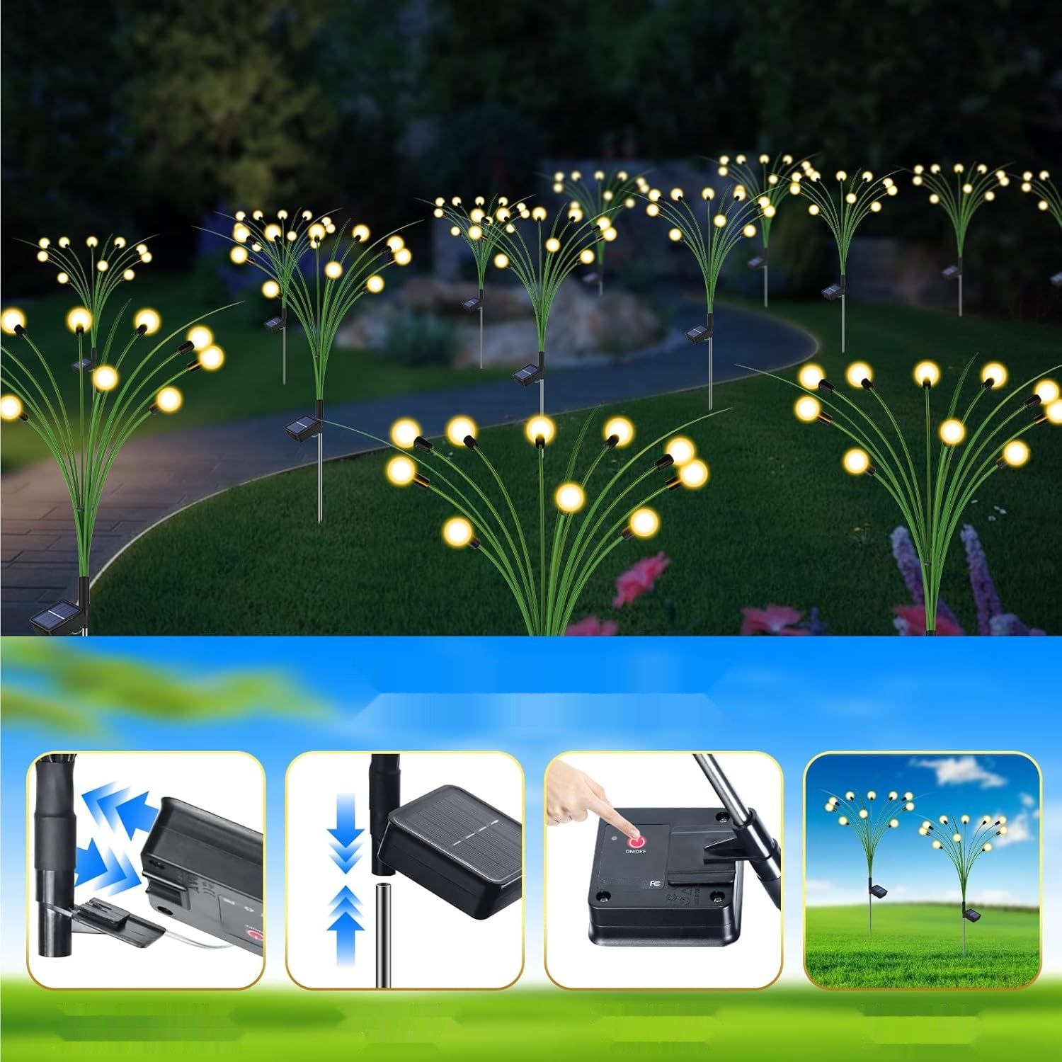 GCMacau Lampki Solarne na Zewnątrz, 20 LED Świetliki Lampki Solarne