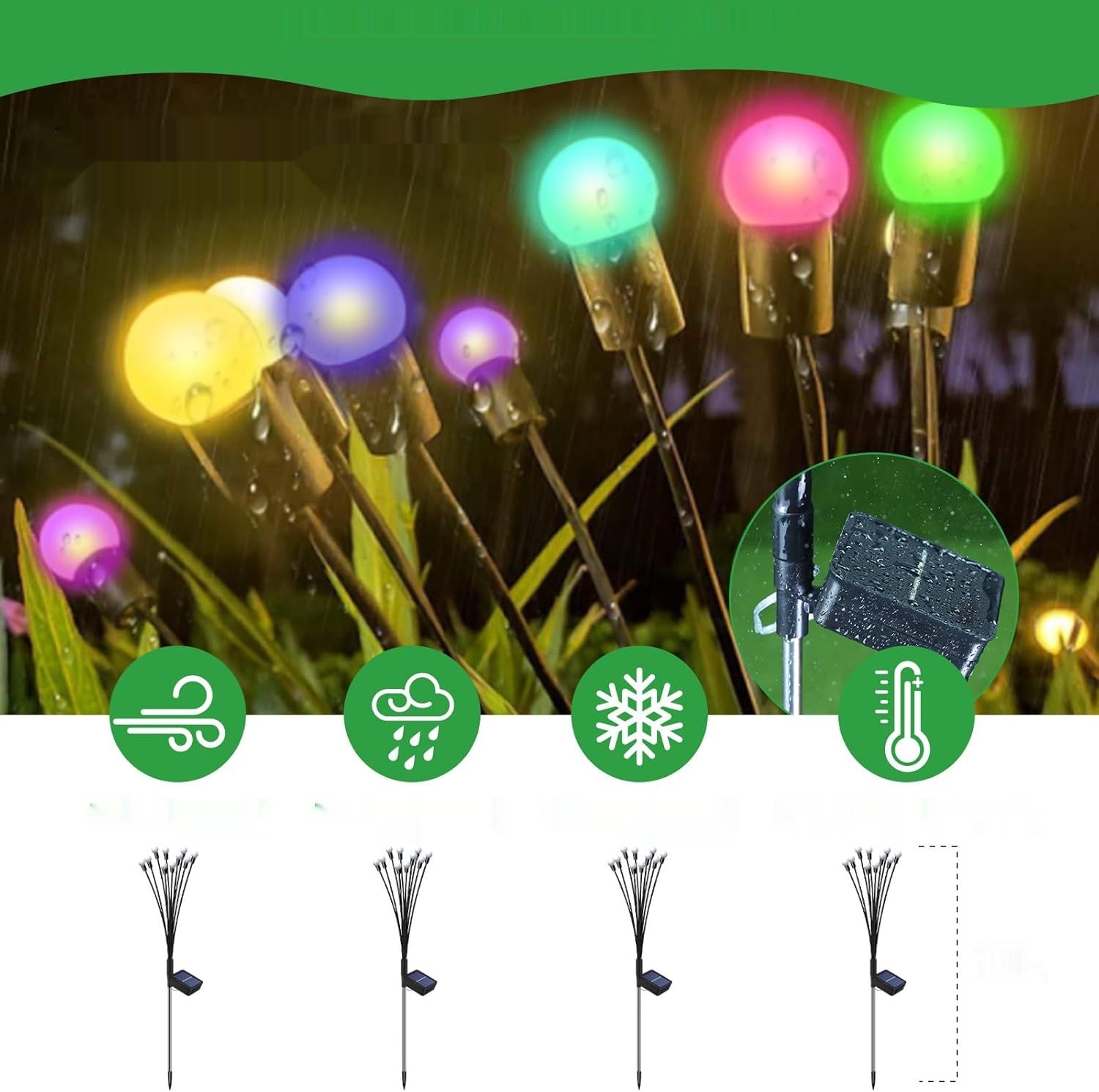 GCMacau Lampy Solarne Zewnętrzne, 40 LED, IP65, Wielokolorowe (4 Sztuki)