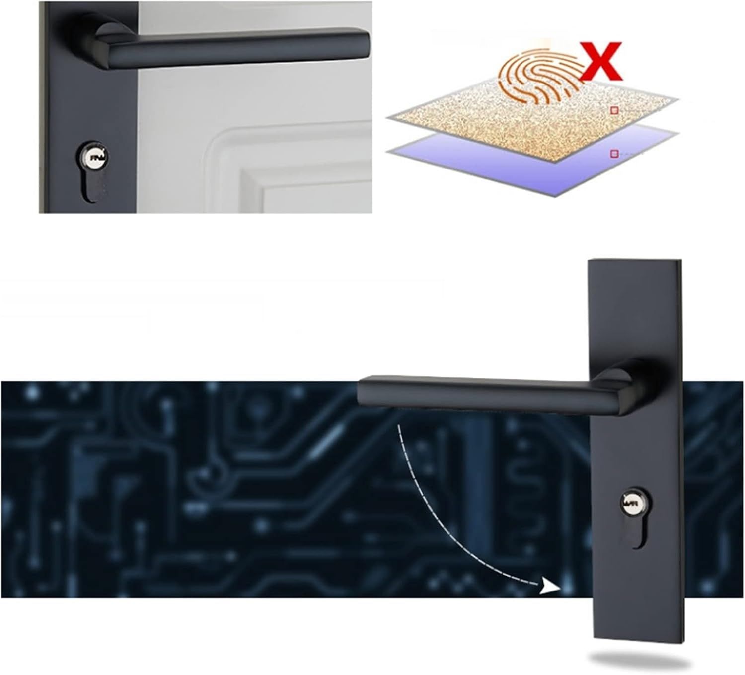 Zestaw zamka z klamką do drzwi Box Lock, komplet ze stopu aluminium.