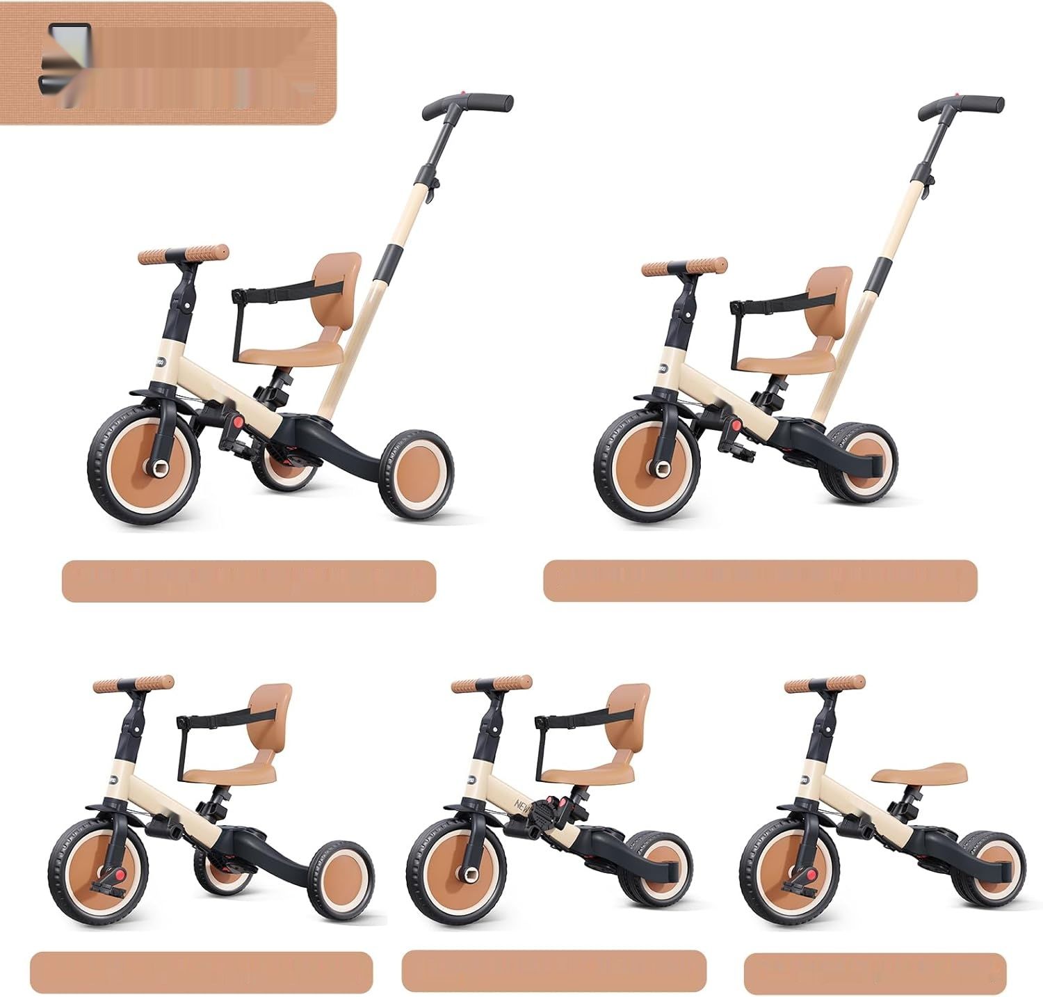 newyoo Rower Trójkołowy dla Maluchów, 5-w-1 Rower Trójkołowy dla Dzieci
