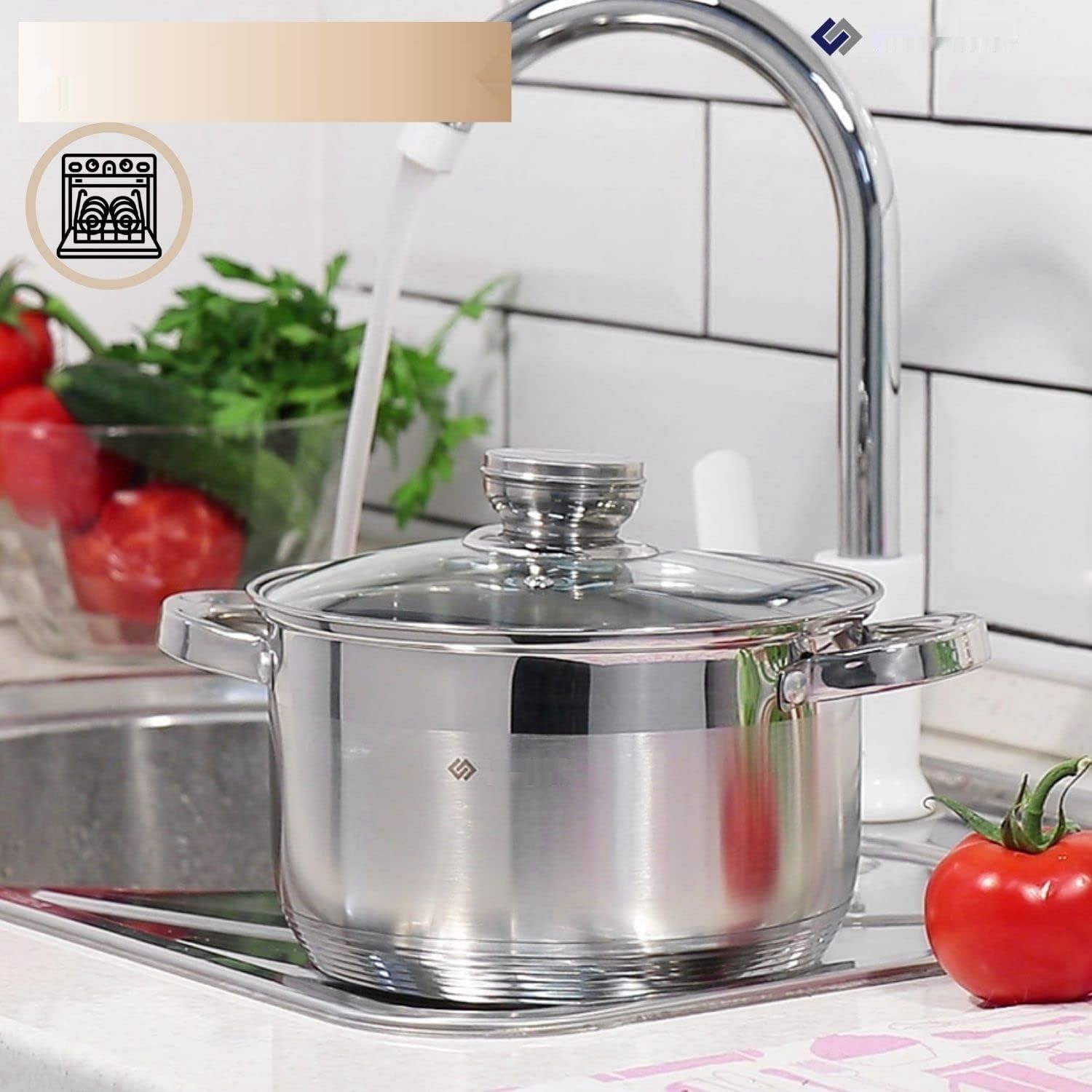 Daniks Standardowy Garnek ze Stali Nierdzewnej, 16 cm, 1,9 Litra