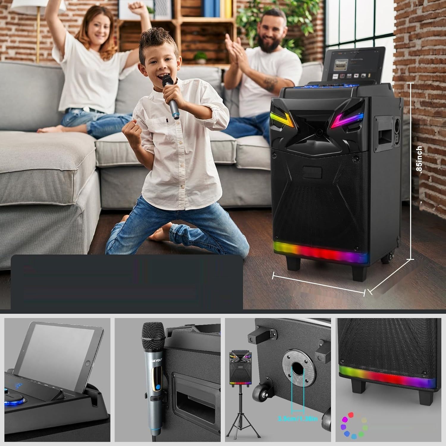 DSP Głośnik Karaoke 10&quot; z 2 Bezprzewodowymi Mikrofonami GTSK10-1