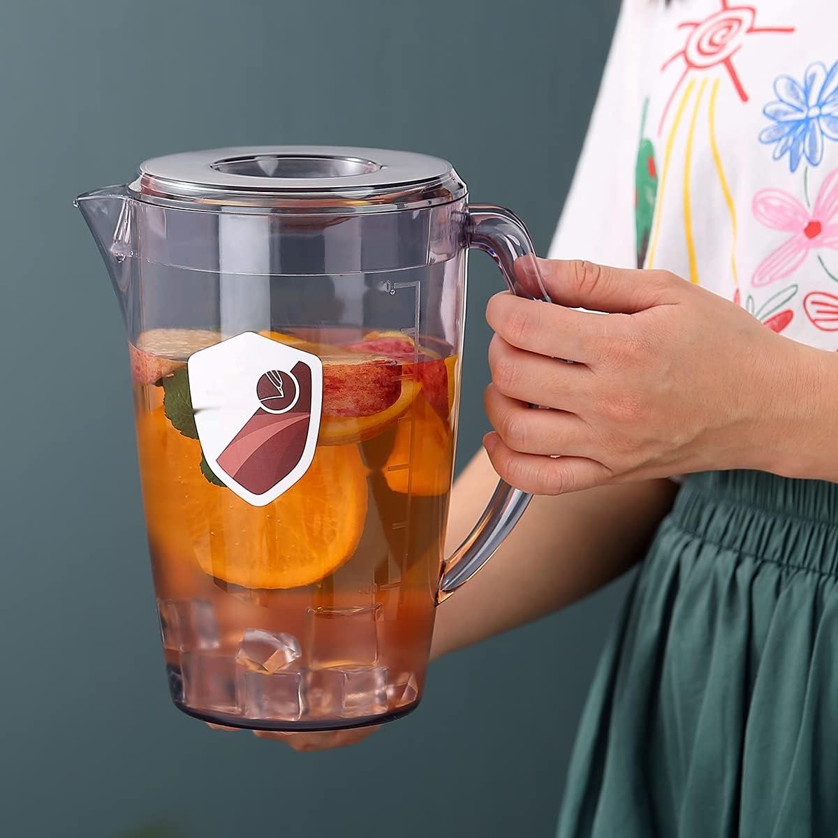 HOMQUEN Plastikowy Dzbanek z 3 Szklankami, 60 oz/1,8 L (Szary)