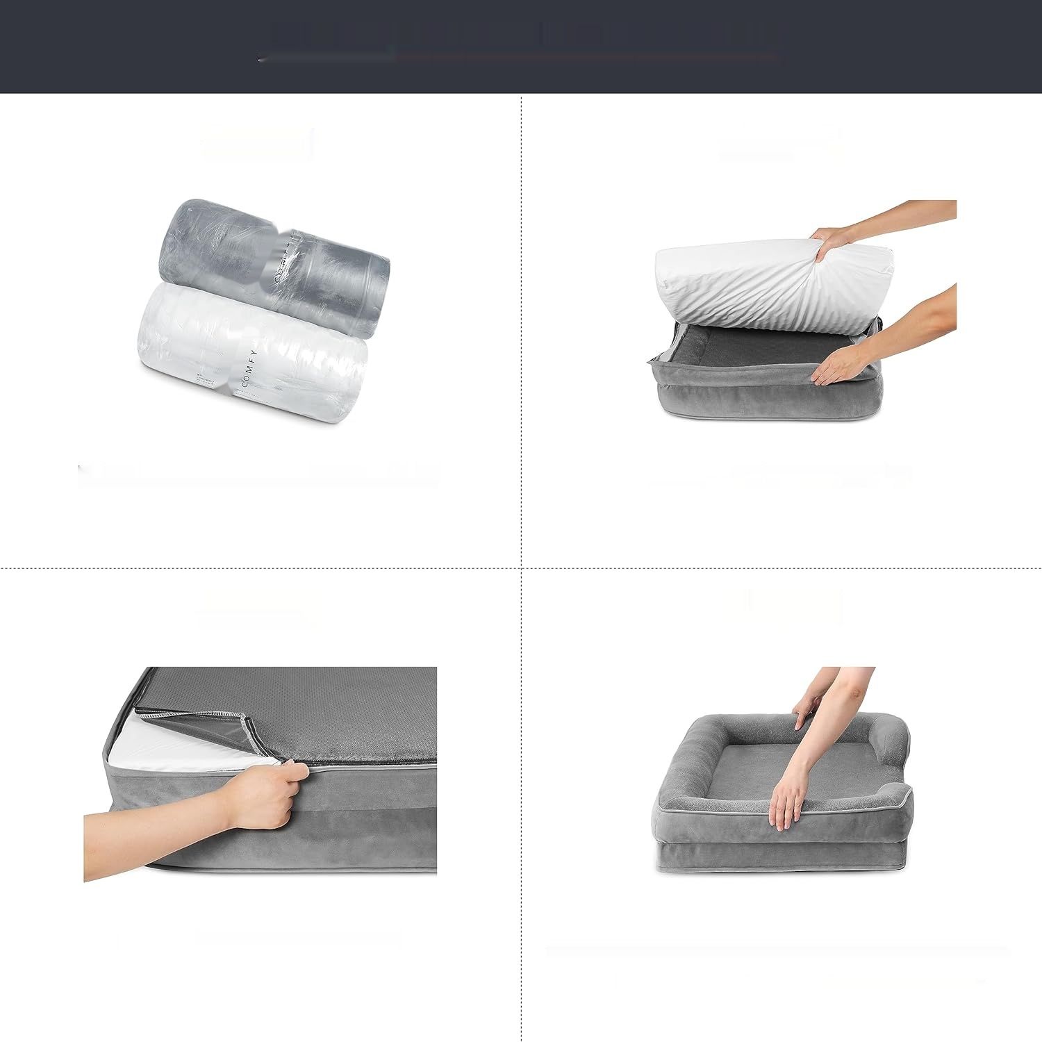 BEDSURE Ortopedyczne Łóżko dla Psa, Ergonomiczna Sofa, Szary