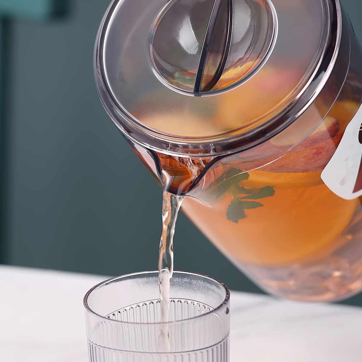 HOMQUEN Plastikowy Dzbanek z 3 Szklankami, 60 oz/1,8 L (Szary)