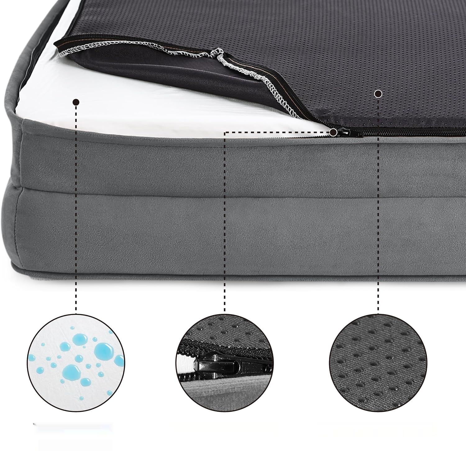 BEDSURE Ortopedyczne Łóżko dla Psa, Ergonomiczna Sofa, Szary