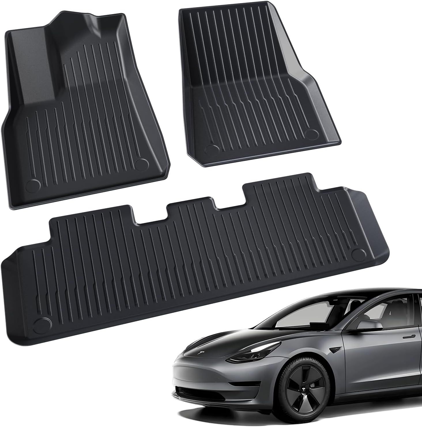 LANGBEAN Dywaniki do Tesla Model Y, TPE, antypoślizgowe, wodoodporne, czarne