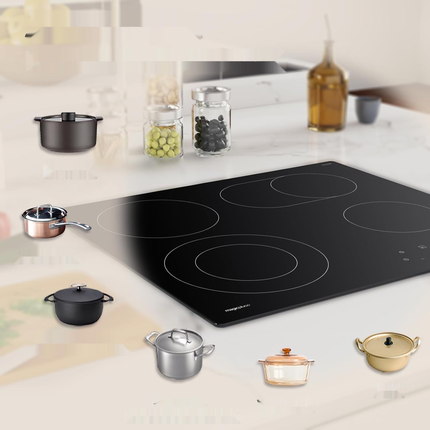 Magicplux Płyta Ceramiczna, 4 Palniki, 7200 W, 15 Poziomów Mocy