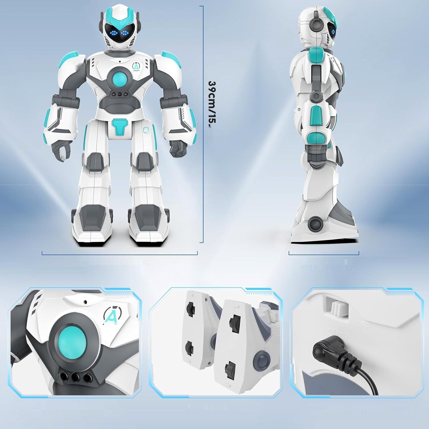 VATOS Robot zabawka dla dzieci, 40 cm, zdalnie sterowana, programowalna