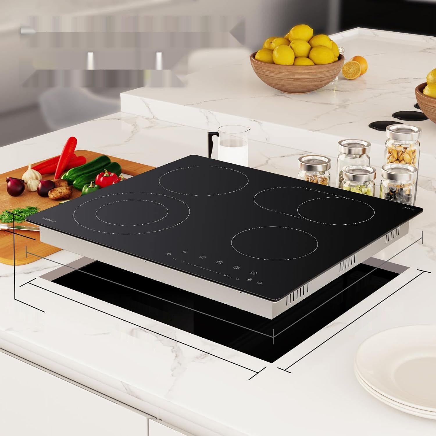 Magicplux Płyta Ceramiczna, 4 Palniki, 7200 W, 15 Poziomów Mocy