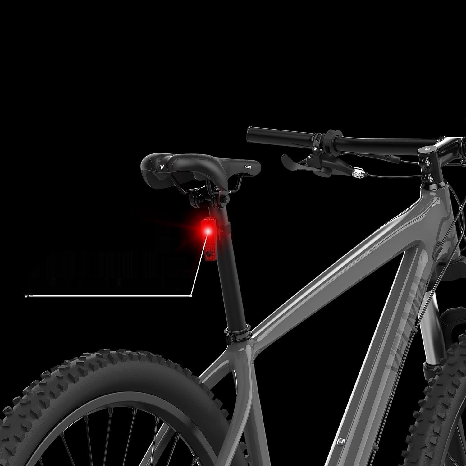 VELMIA Tylne Światło Rowerowe z Wskaźnikiem Hamowania, Zasilanie USB
