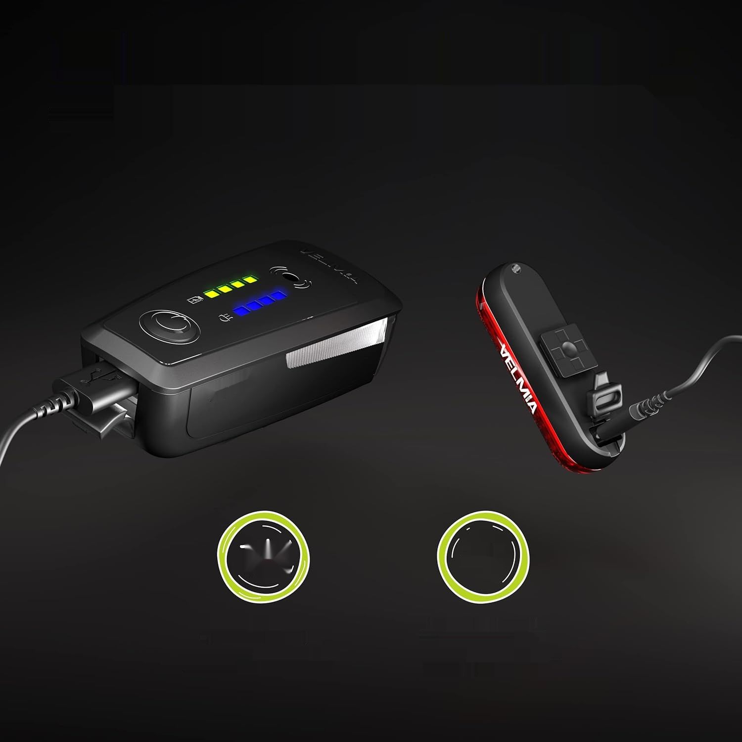 Zestaw lamp rowerowych Velmia USB z akumulatorem