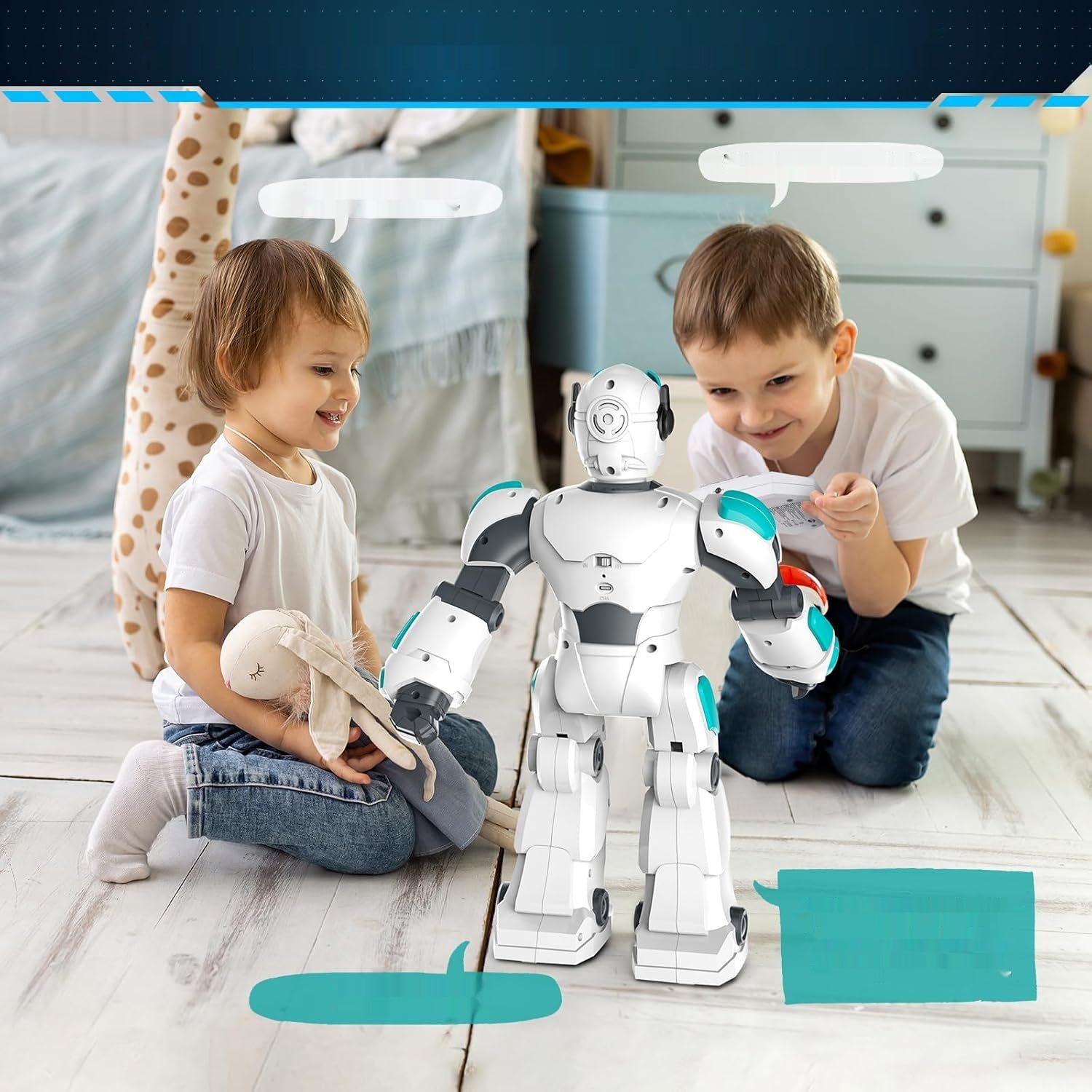 VATOS Robot zabawka dla dzieci, 40 cm, zdalnie sterowana, programowalna