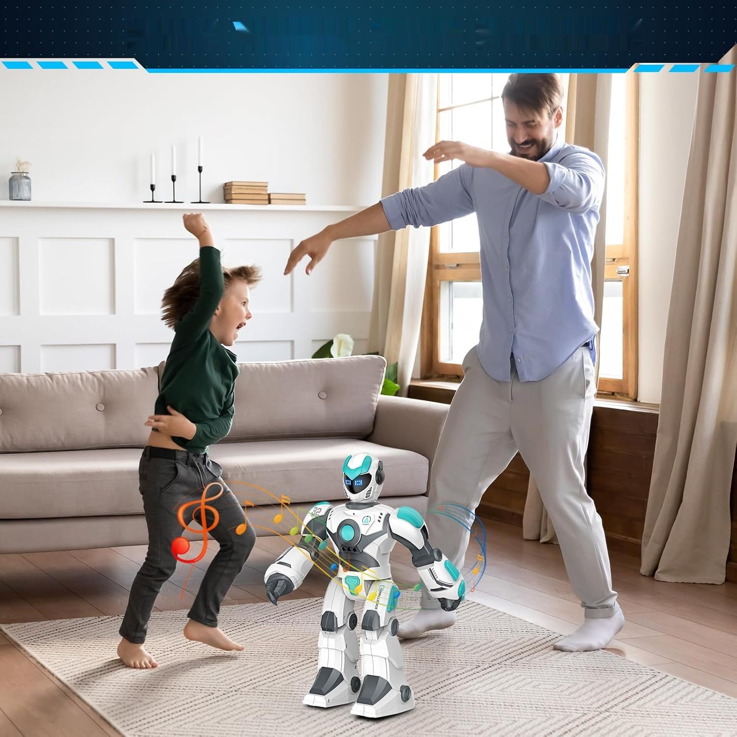 VATOS Robot zabawka dla dzieci, 40 cm, zdalnie sterowana, programowalna