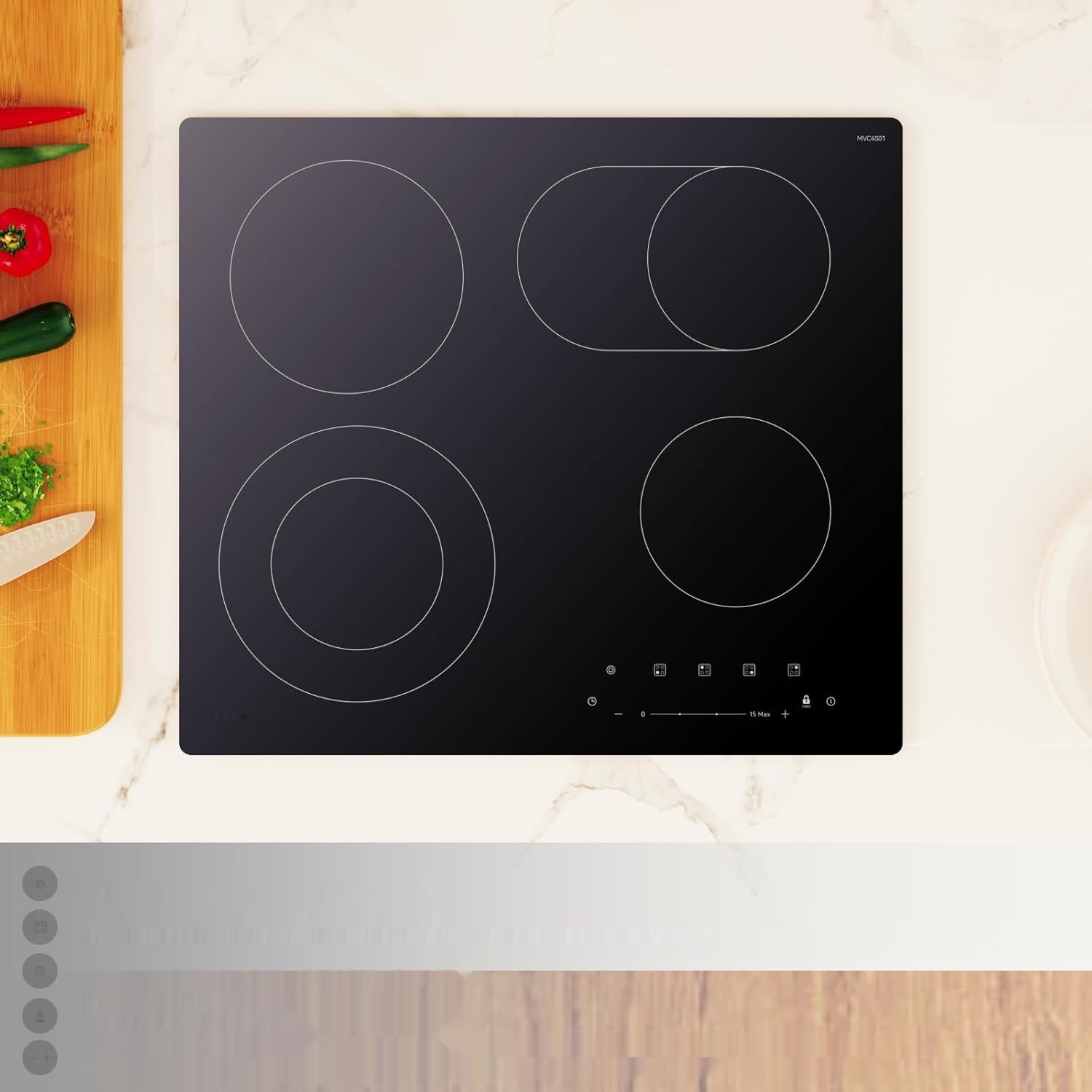 Magicplux Płyta Ceramiczna, 4 Palniki, 7200 W, 15 Poziomów Mocy