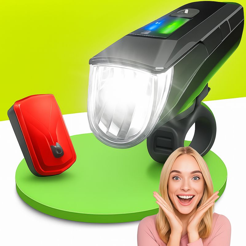 Zestaw oświetlenia rowerowego Velmia - LEDowe światło rowerowe.