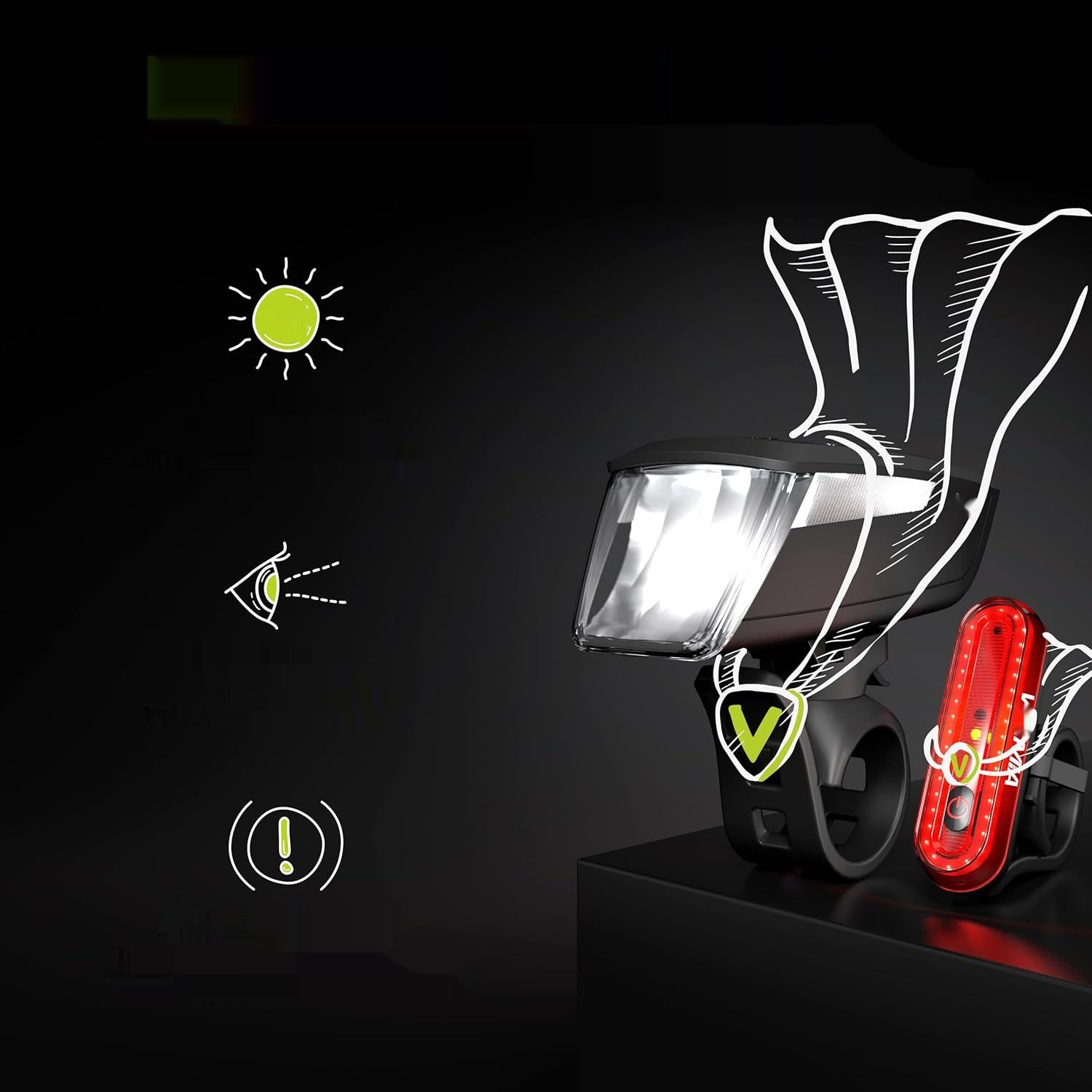 Zestaw lamp rowerowych Velmia USB z akumulatorem
