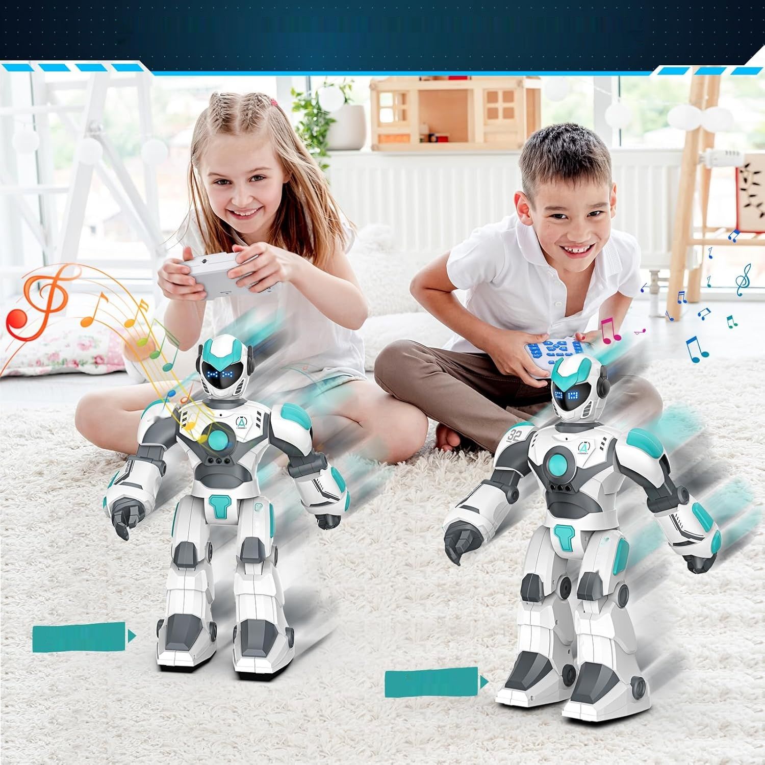 VATOS Robot zabawka dla dzieci, 40 cm, zdalnie sterowana, programowalna