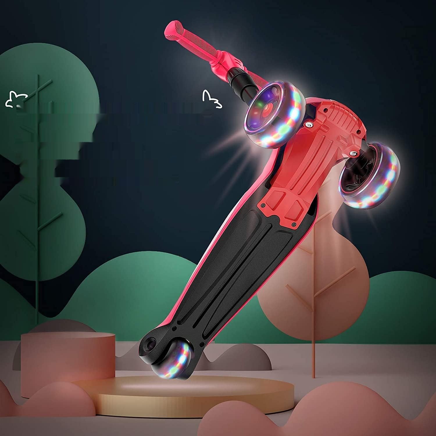 LOL-FUN Dziecięca hulajnoga z 3 kółkami LED