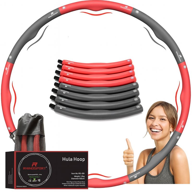 RHINOSPORT Hula Hoop do odchudzania, fitness, 8 części, regulowany (1,2 kg)