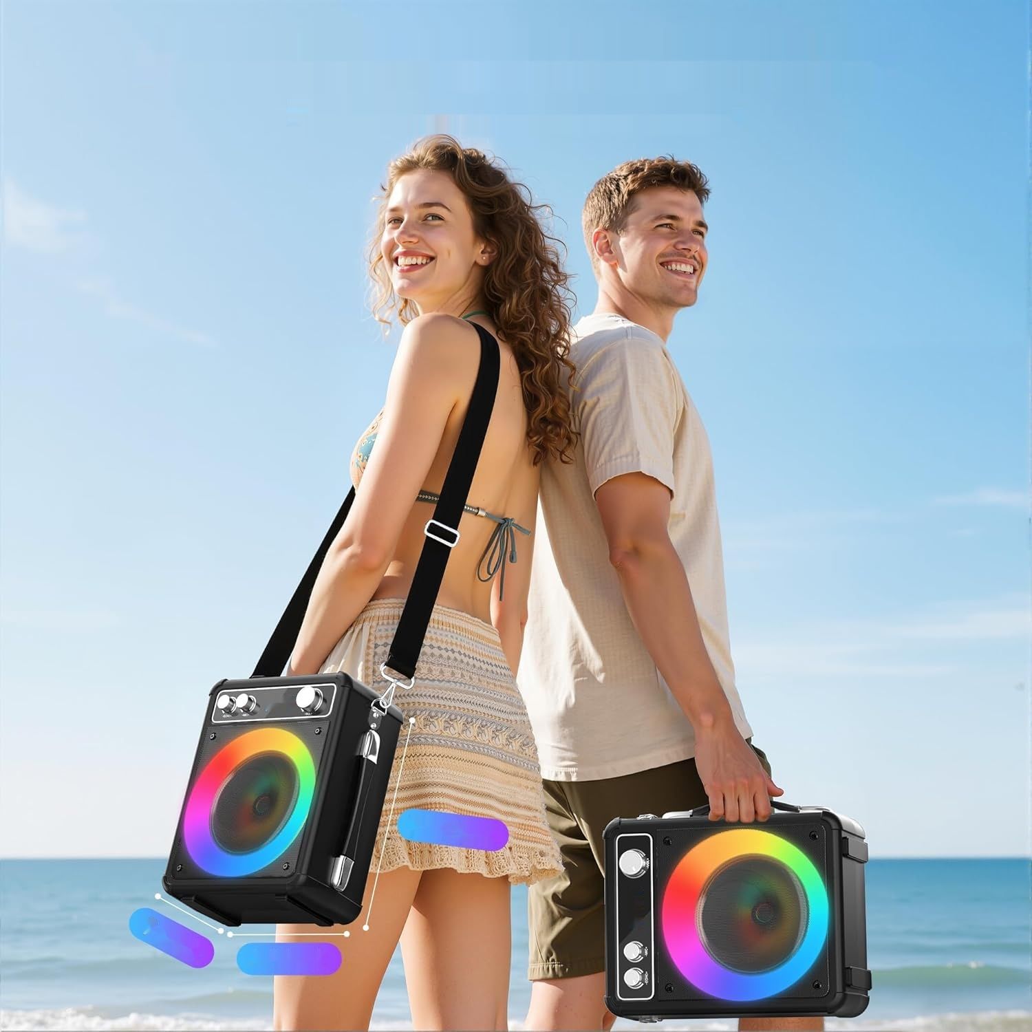 Ankuka Karaoke Machine, Przenośny Głośnik Bluetooth z 2 Mikrofonami