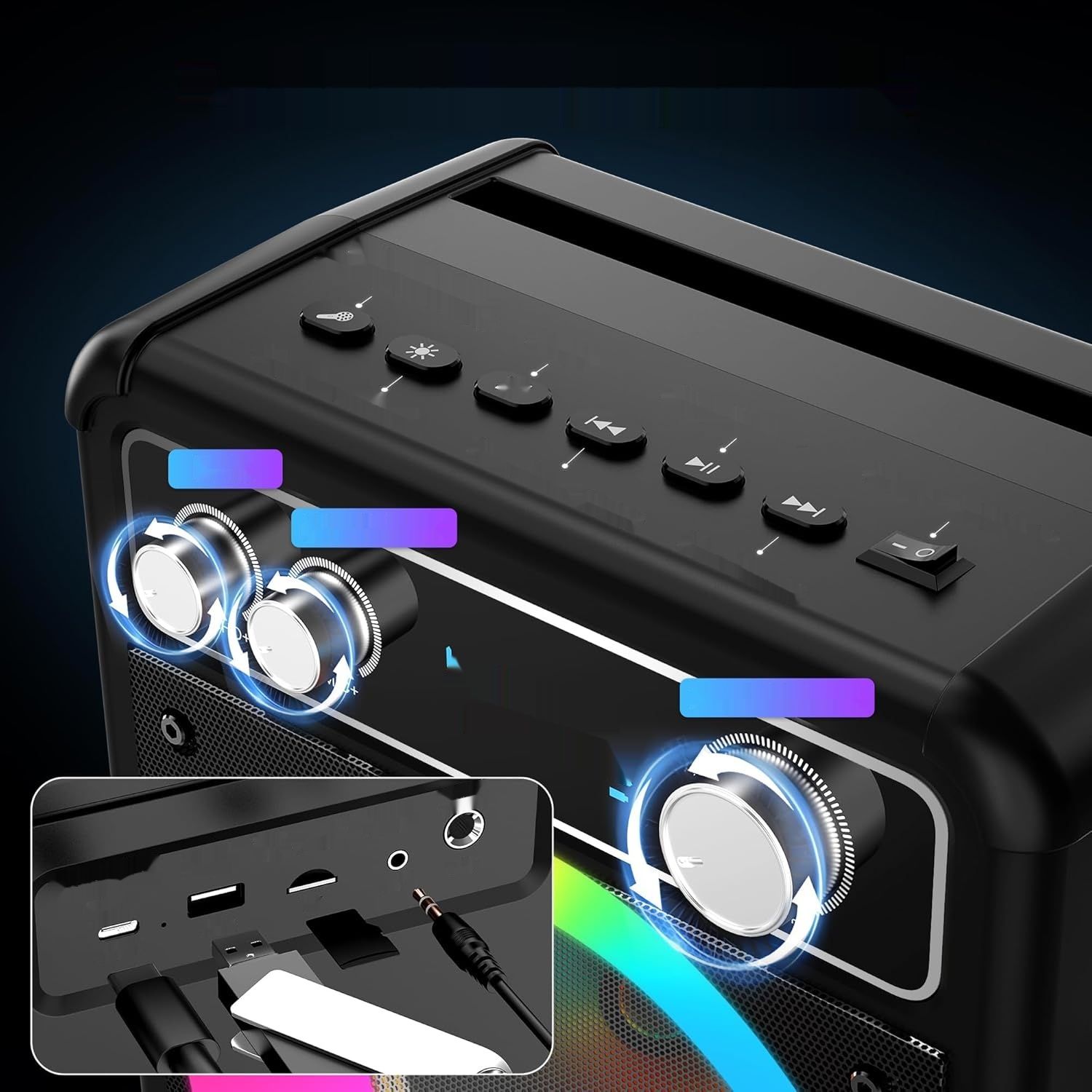 Ankuka Karaoke Machine, Przenośny Głośnik Bluetooth z 2 Mikrofonami
