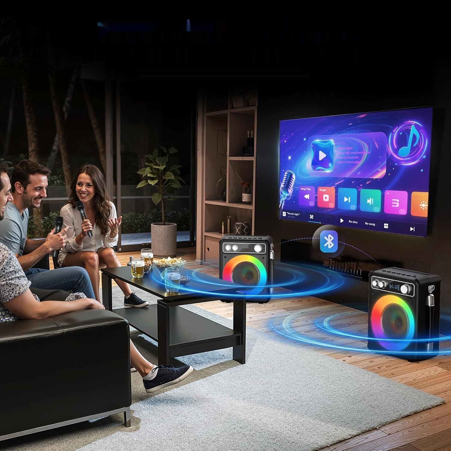 Ankuka Karaoke Machine, Przenośny Głośnik Bluetooth z 2 Mikrofonami