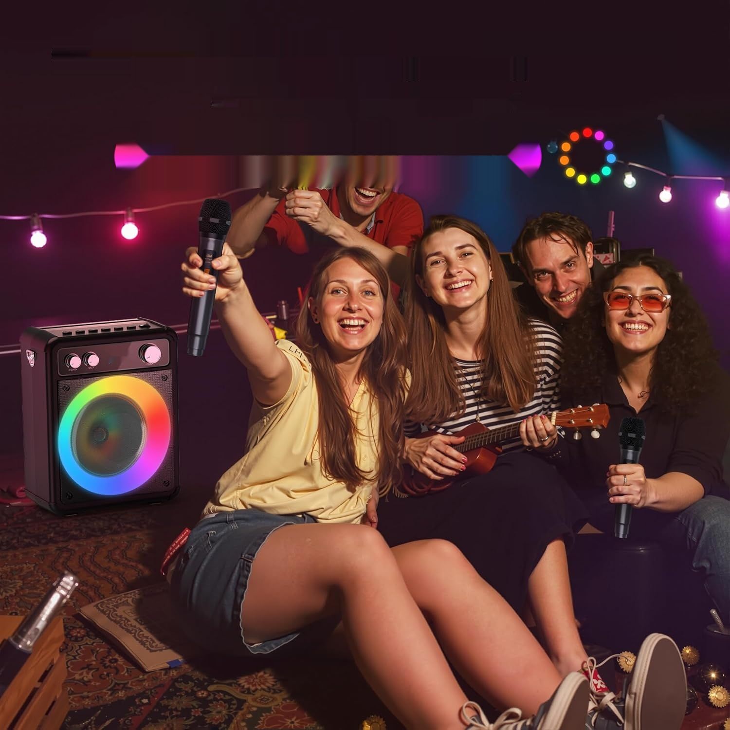 Ankuka Karaoke Machine, Przenośny Głośnik Bluetooth z 2 Mikrofonami
