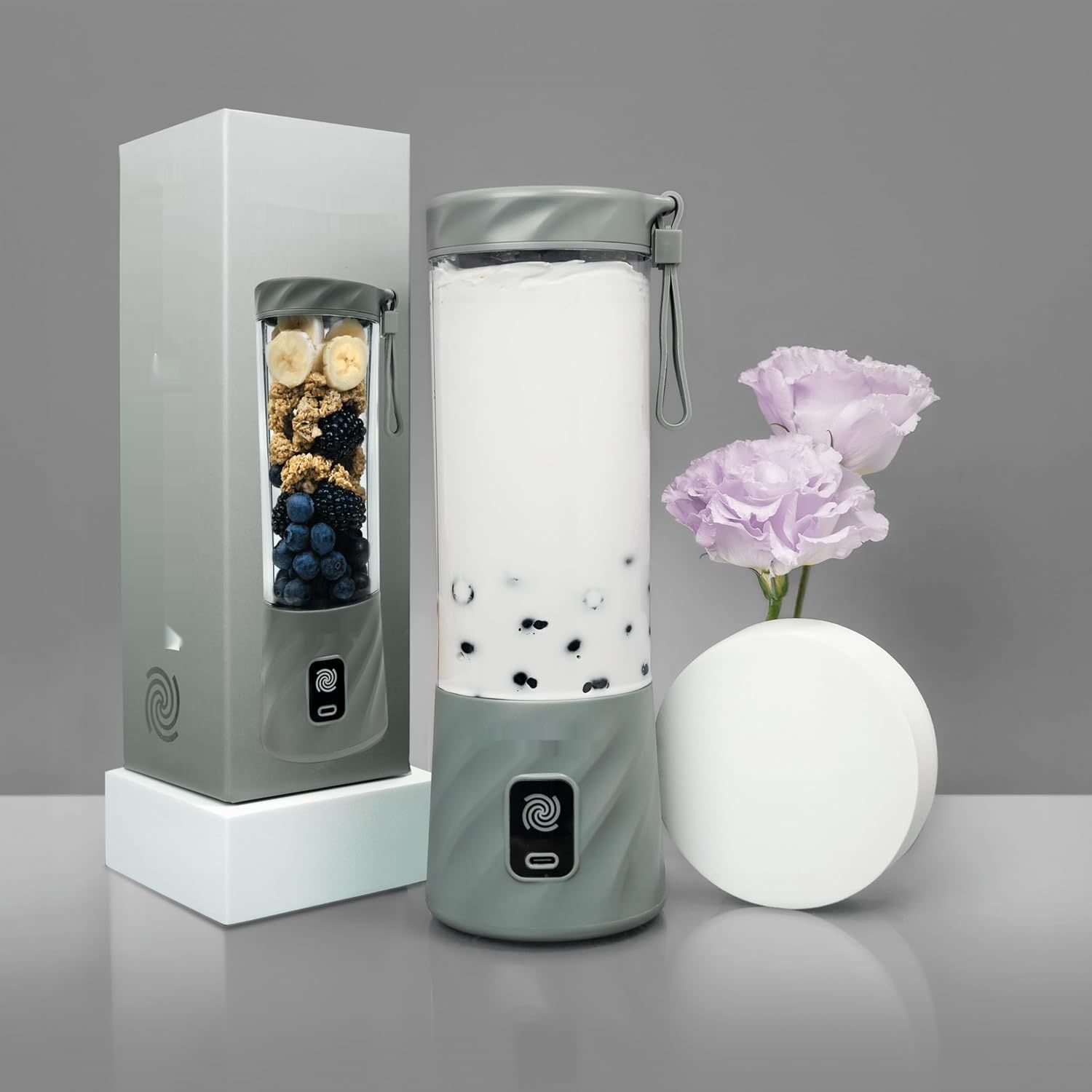 BlendyGo 3 Blender Smoothie Maker, Szary, Mikser Stojący 550 ml