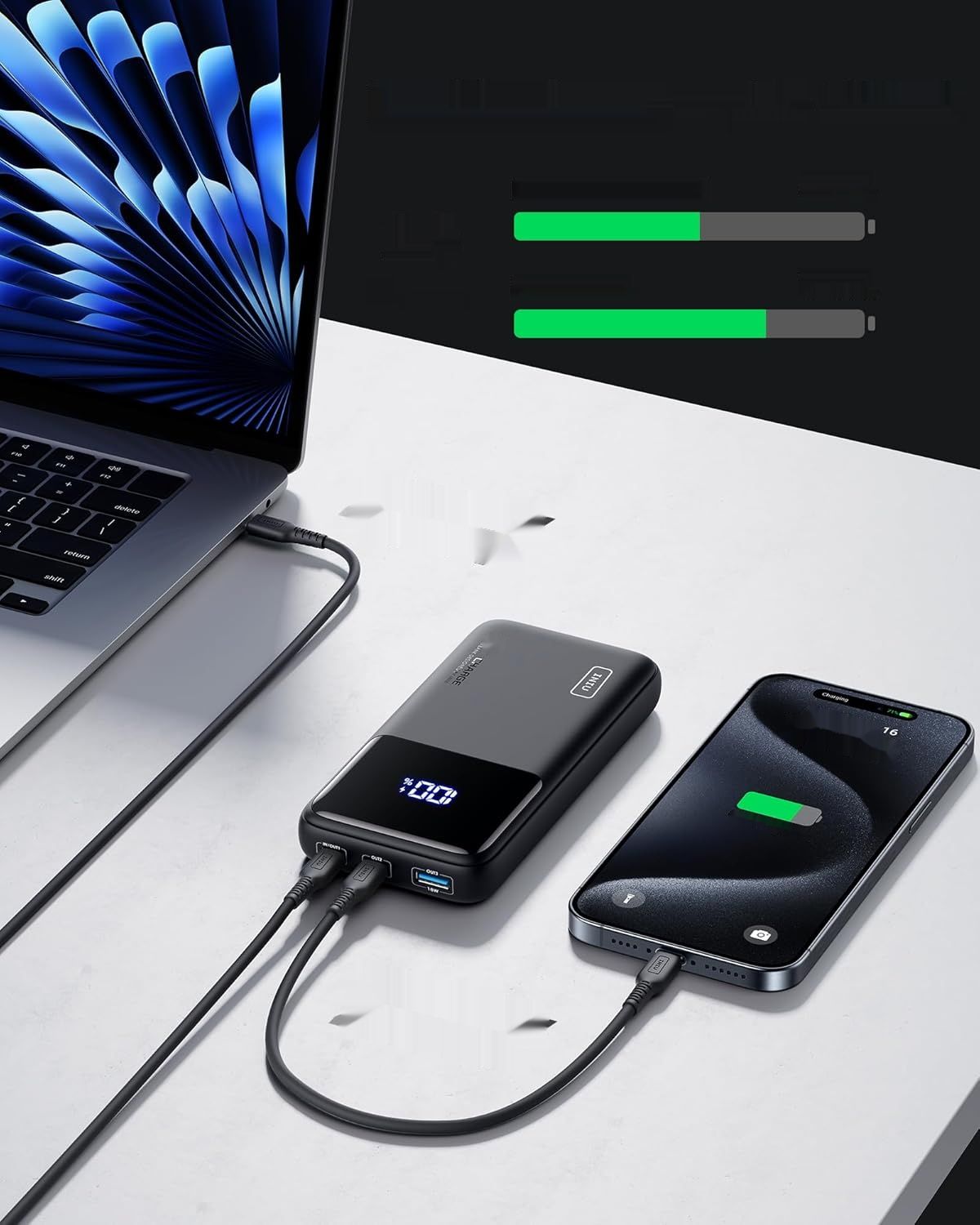 INIU Zewnętrzna Bateria, 20000mAh Power Bank z Szybkim Ładowaniem 65W.