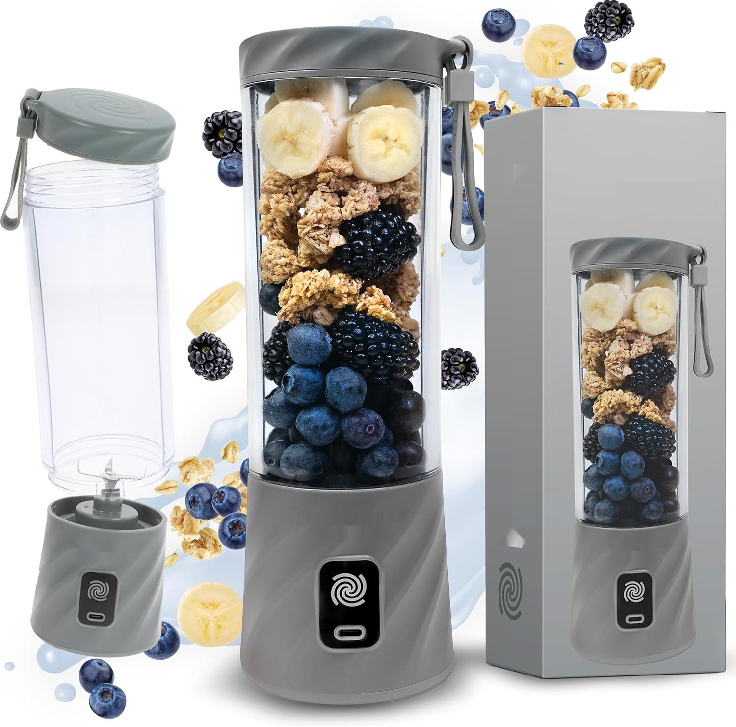 BlendyGo 3 Blender Smoothie Maker, Szary, Mikser Stojący 550 ml