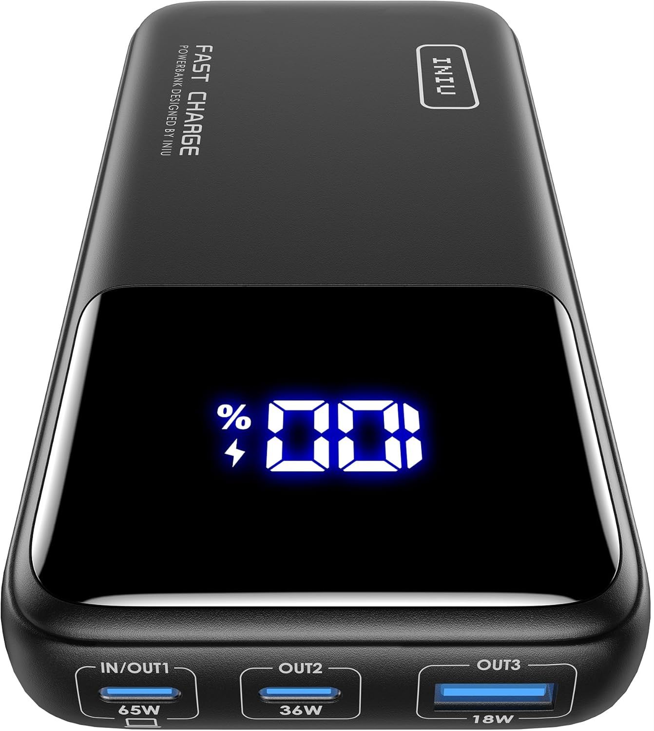 INIU Zewnętrzna Bateria, 20000mAh Power Bank z Szybkim Ładowaniem 65W.