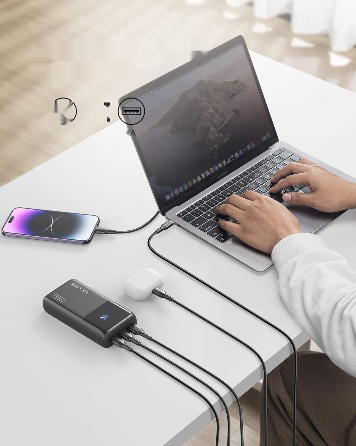 Bateria INIU 25000mAh 100W Power Bank Quick Charge USB C.