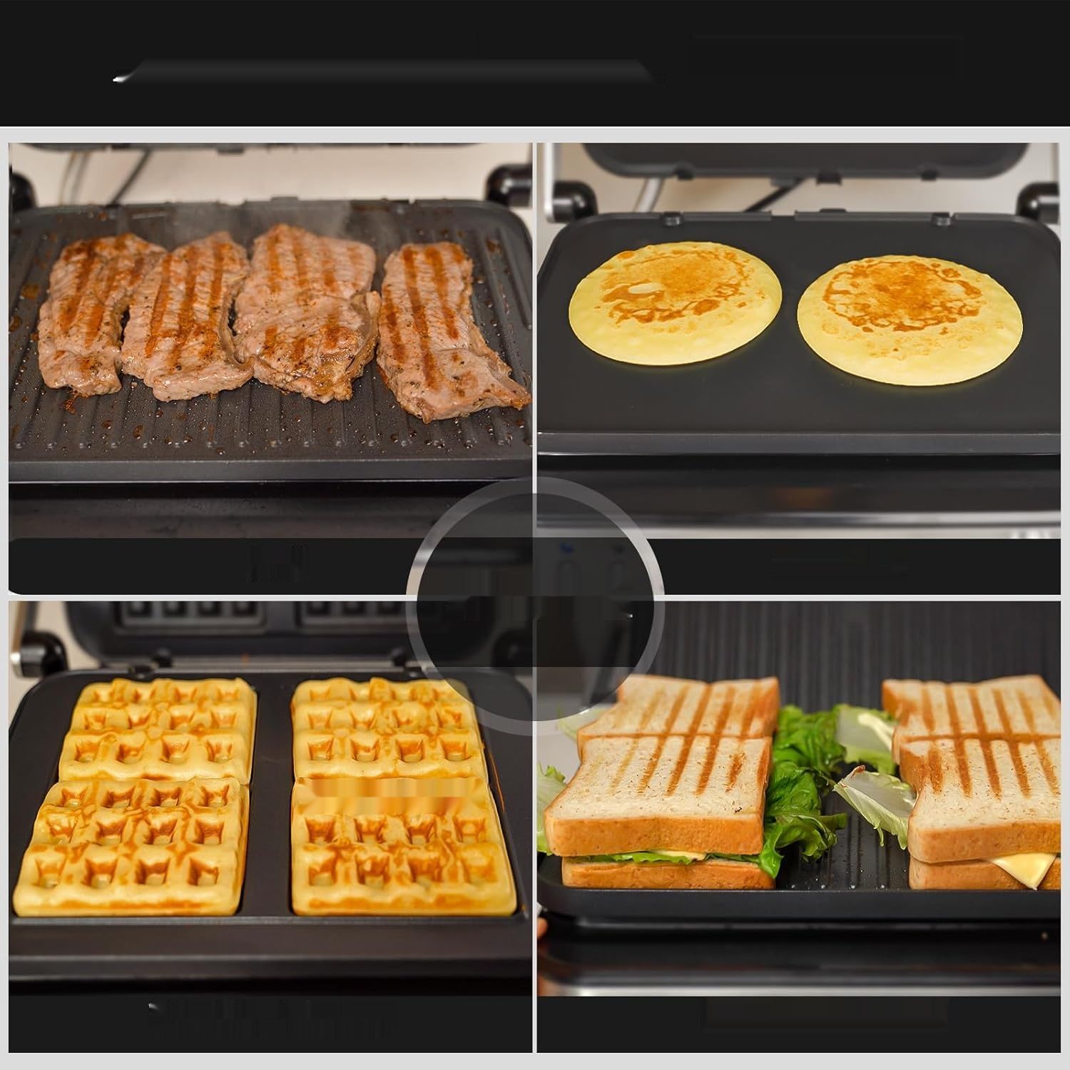 AMZCHEF Wielofunkcyjny 4 w 1 grill kontaktowy, płyta grillowa