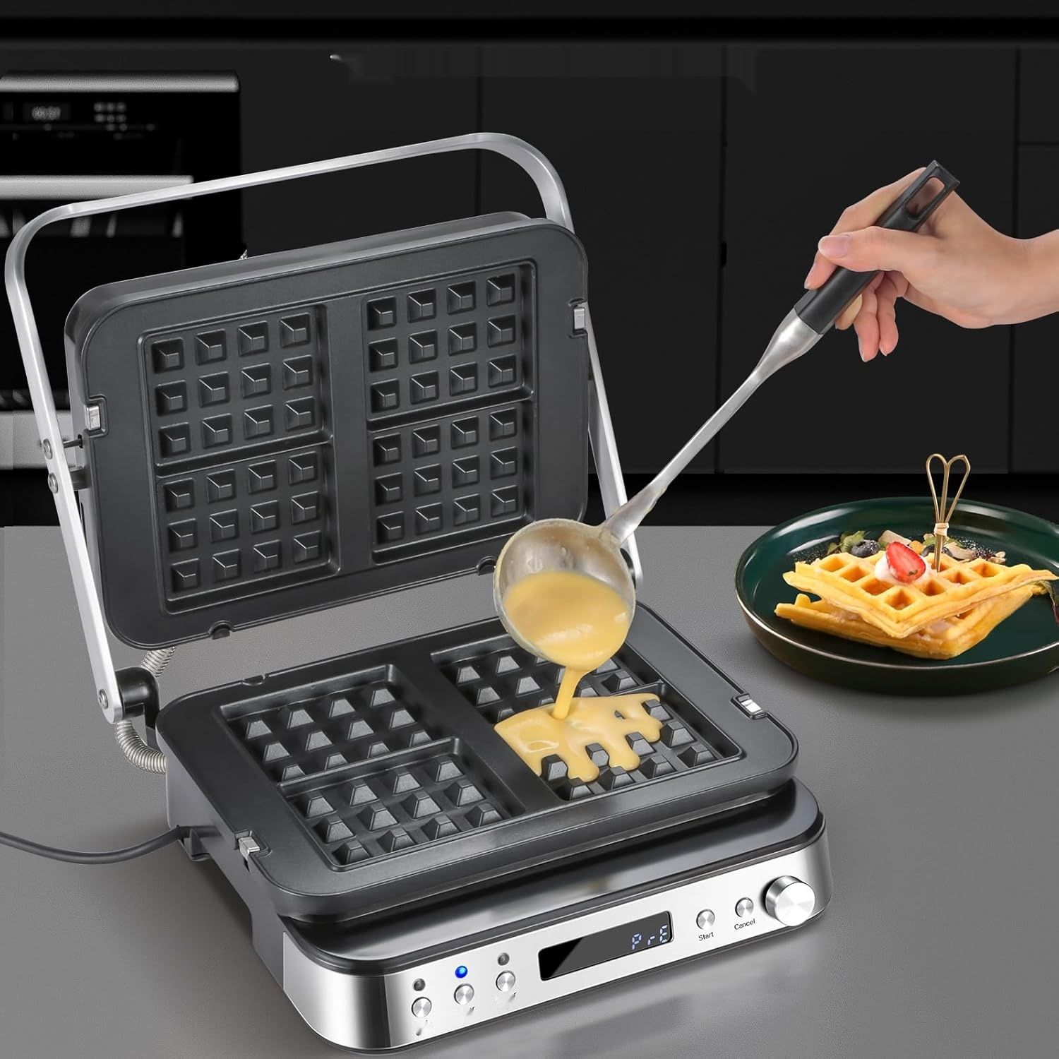 AMZCHEF Wielofunkcyjny 4 w 1 grill kontaktowy, płyta grillowa