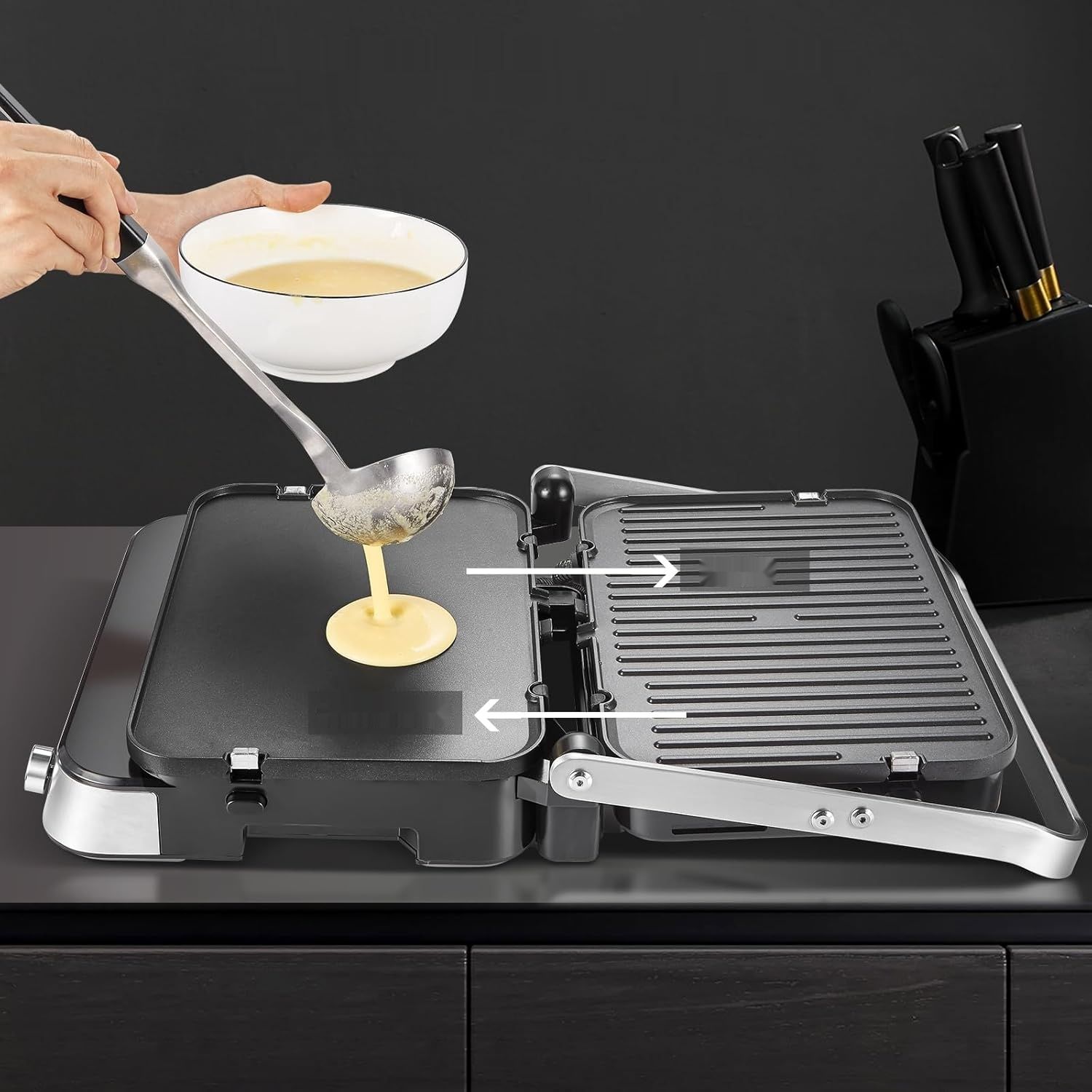 AMZCHEF Wielofunkcyjny 4 w 1 grill kontaktowy, płyta grillowa