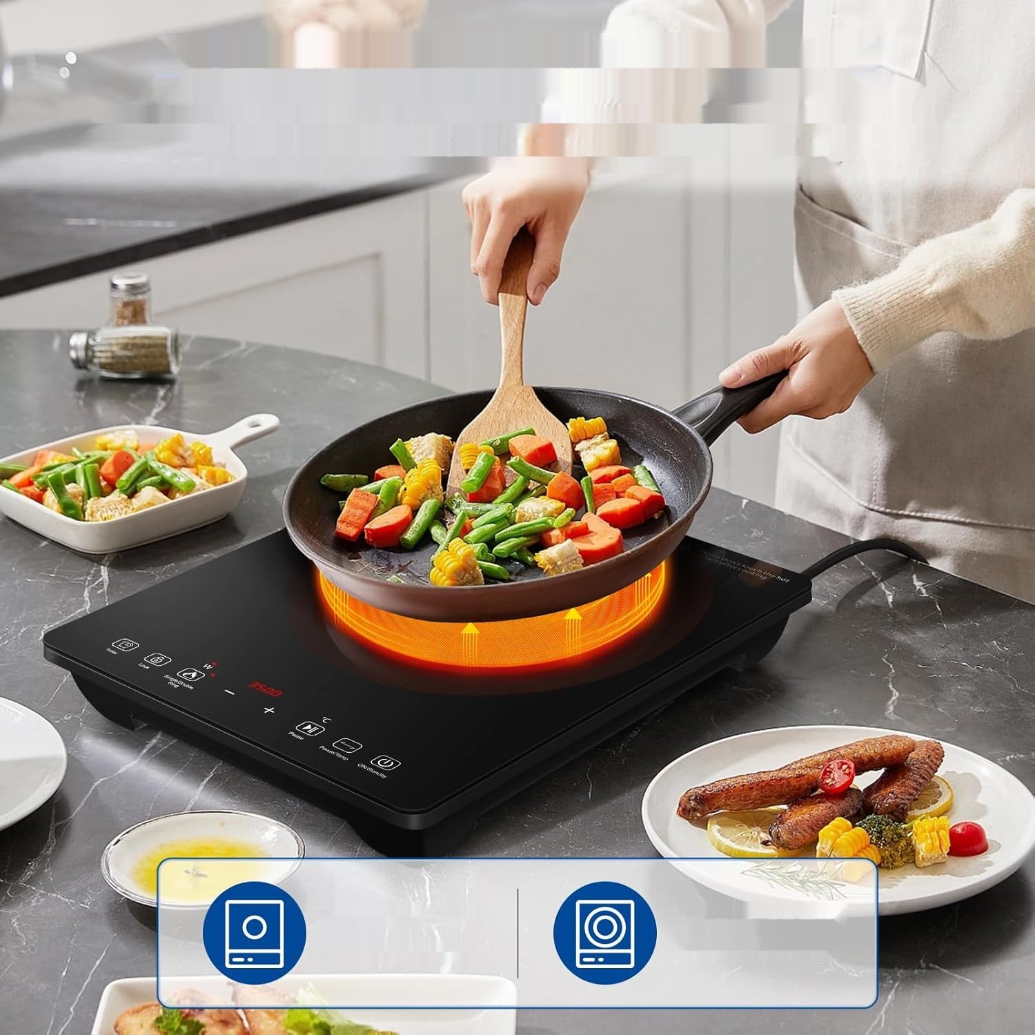 AMZCHEF Pojedyncza Płyta Indukcyjna, 3500 W