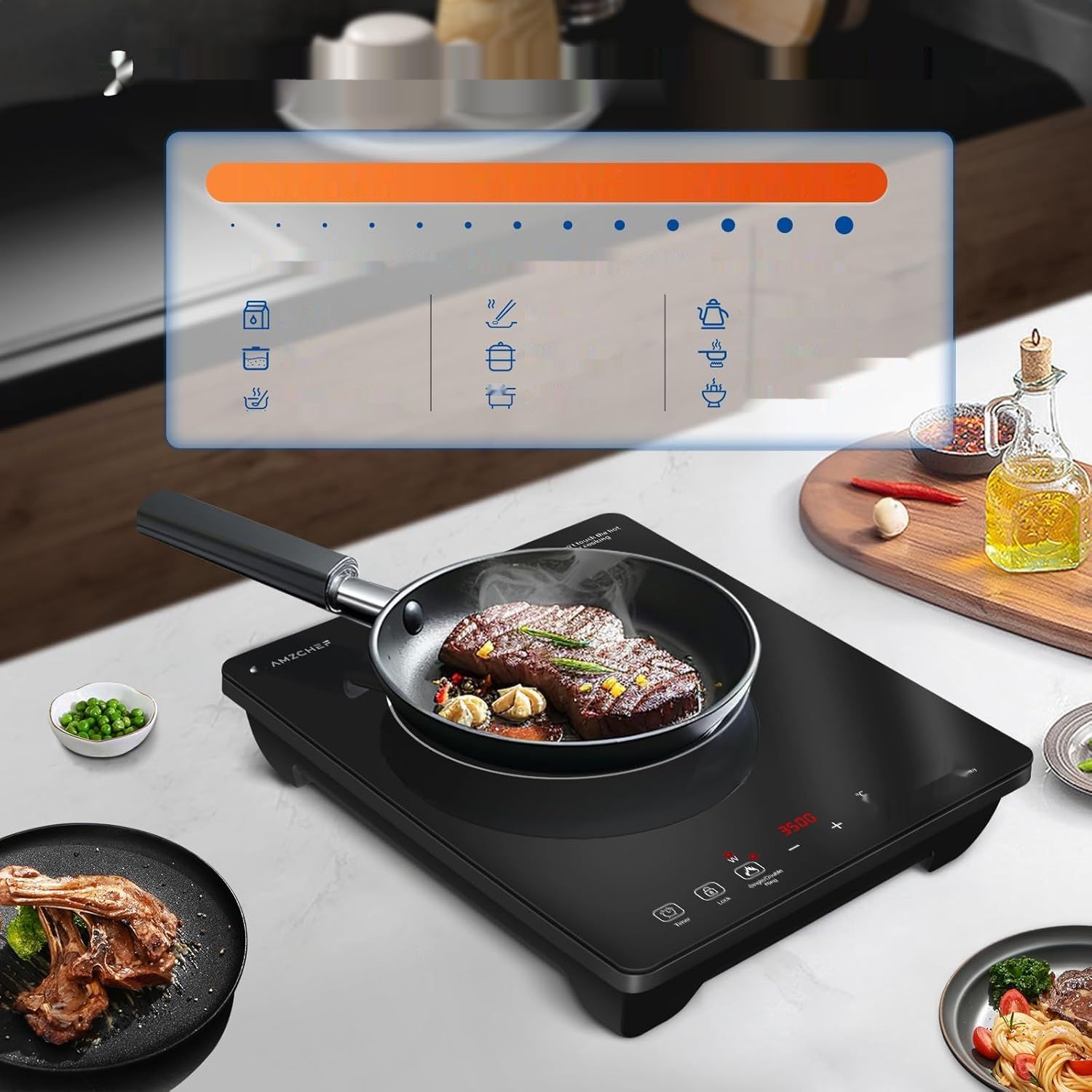 AMZCHEF Pojedyncza Płyta Indukcyjna, 3500 W