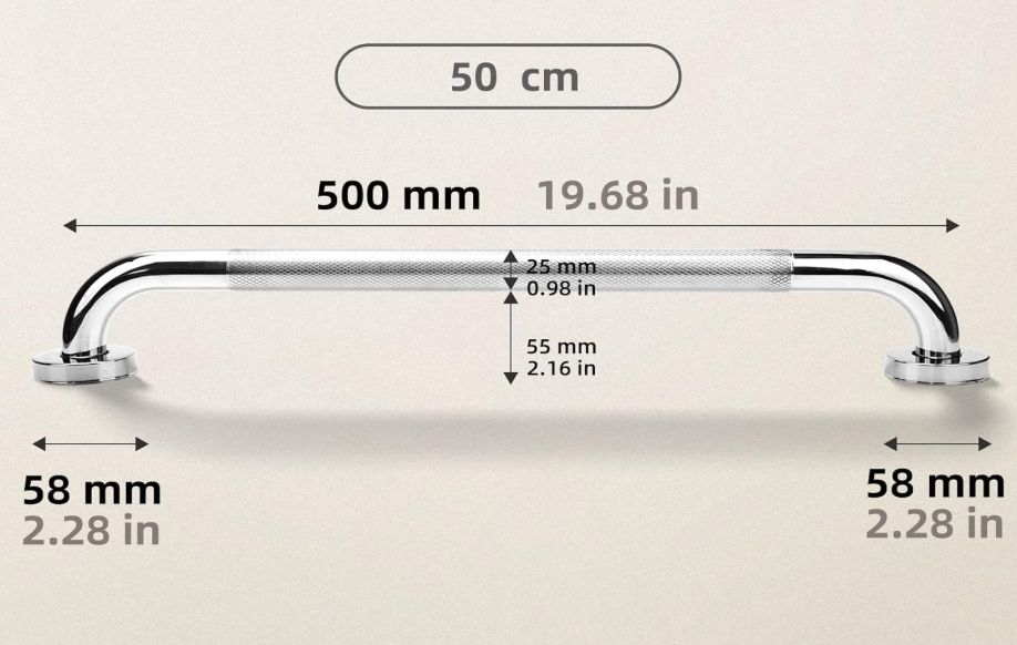 HAIMAYEE Poręcz łazienkowa ze stali nierdzewnej 304, 50 cm