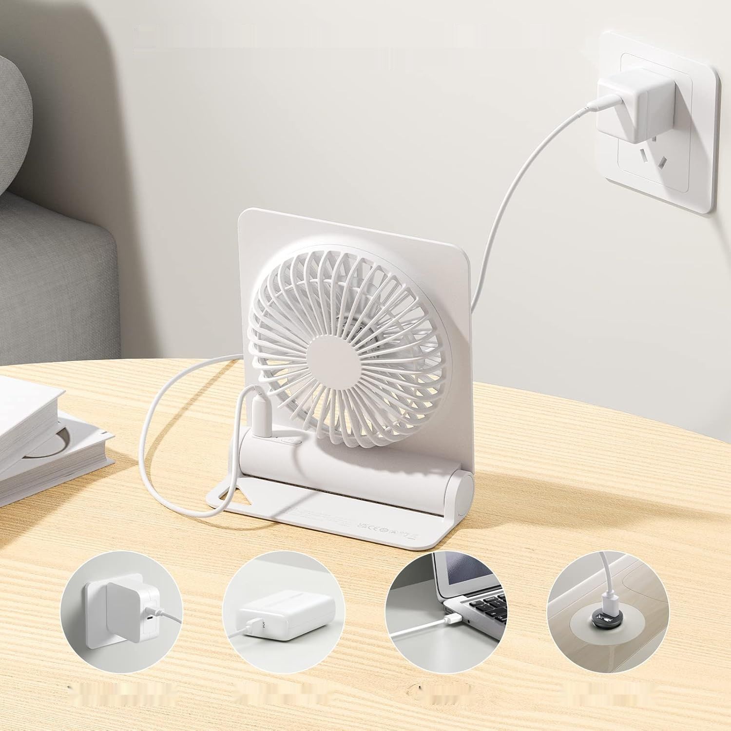 JISULIFE Mały Wentylator Stołowy, Mini Przenośny Wentylator USB